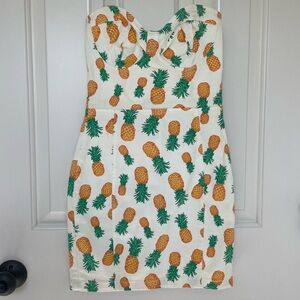 Topshop strapless denim pineapple dress US 4